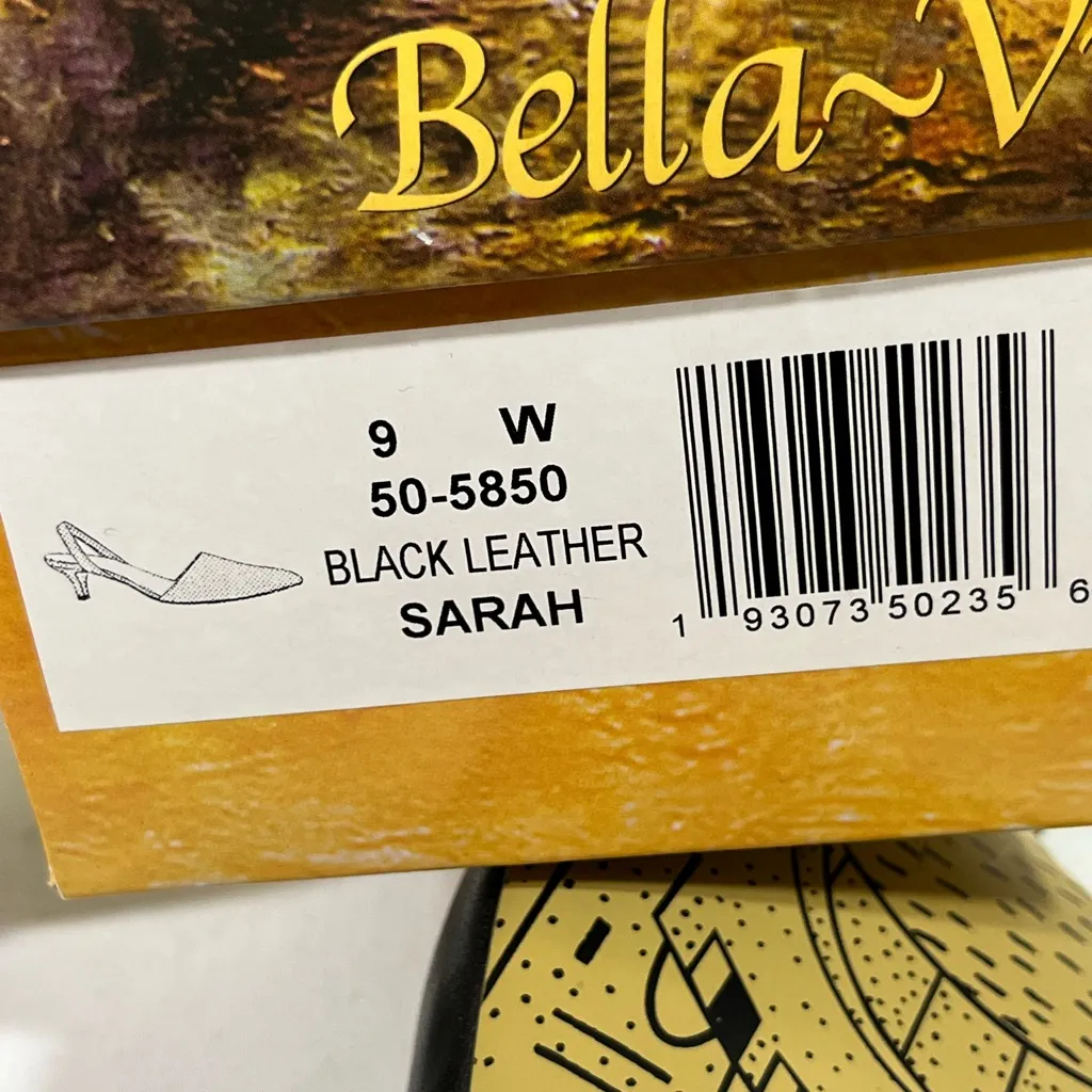 BELLA VITA LEATHER SLINGBACK SARAH KITTEN HEEL PUMP WOMENS 9W BLACK NEW IN BOX - Image 9