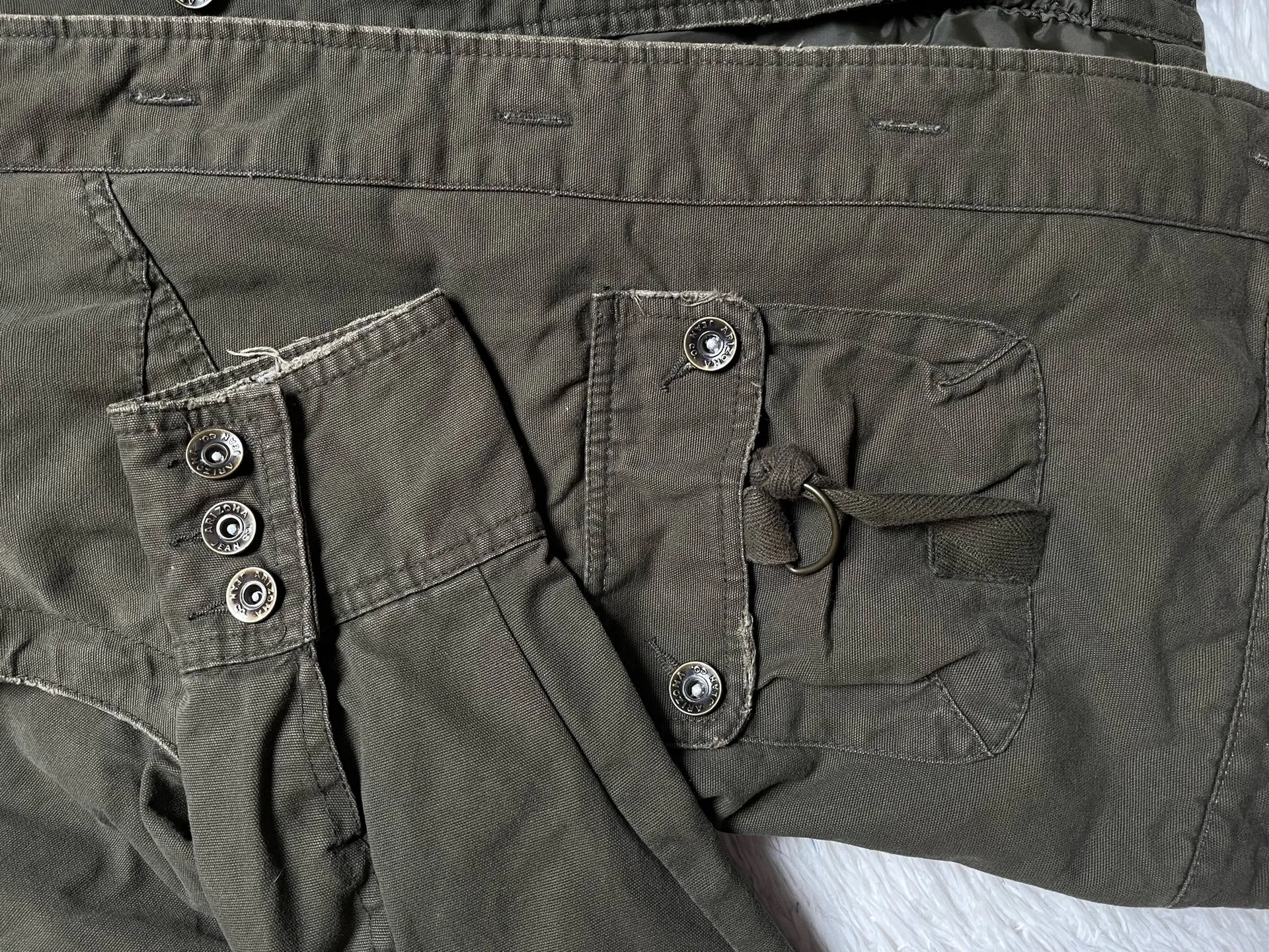 Y2K Arizona Jean Company green military style removeable sleeves Jacket - Image 4