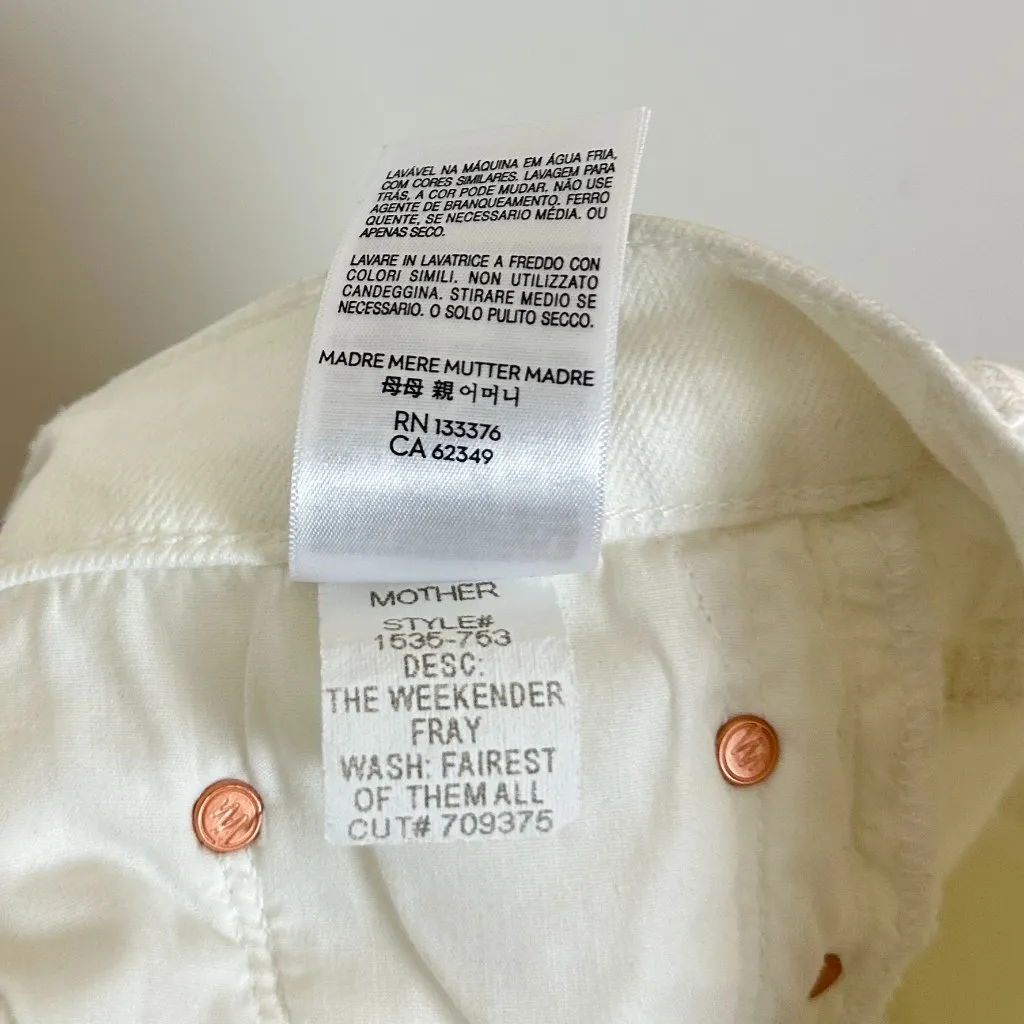 MOTHER The Weekender Fray Jeans in Wash Fairest Of Them All Size US 29 White - Image 11