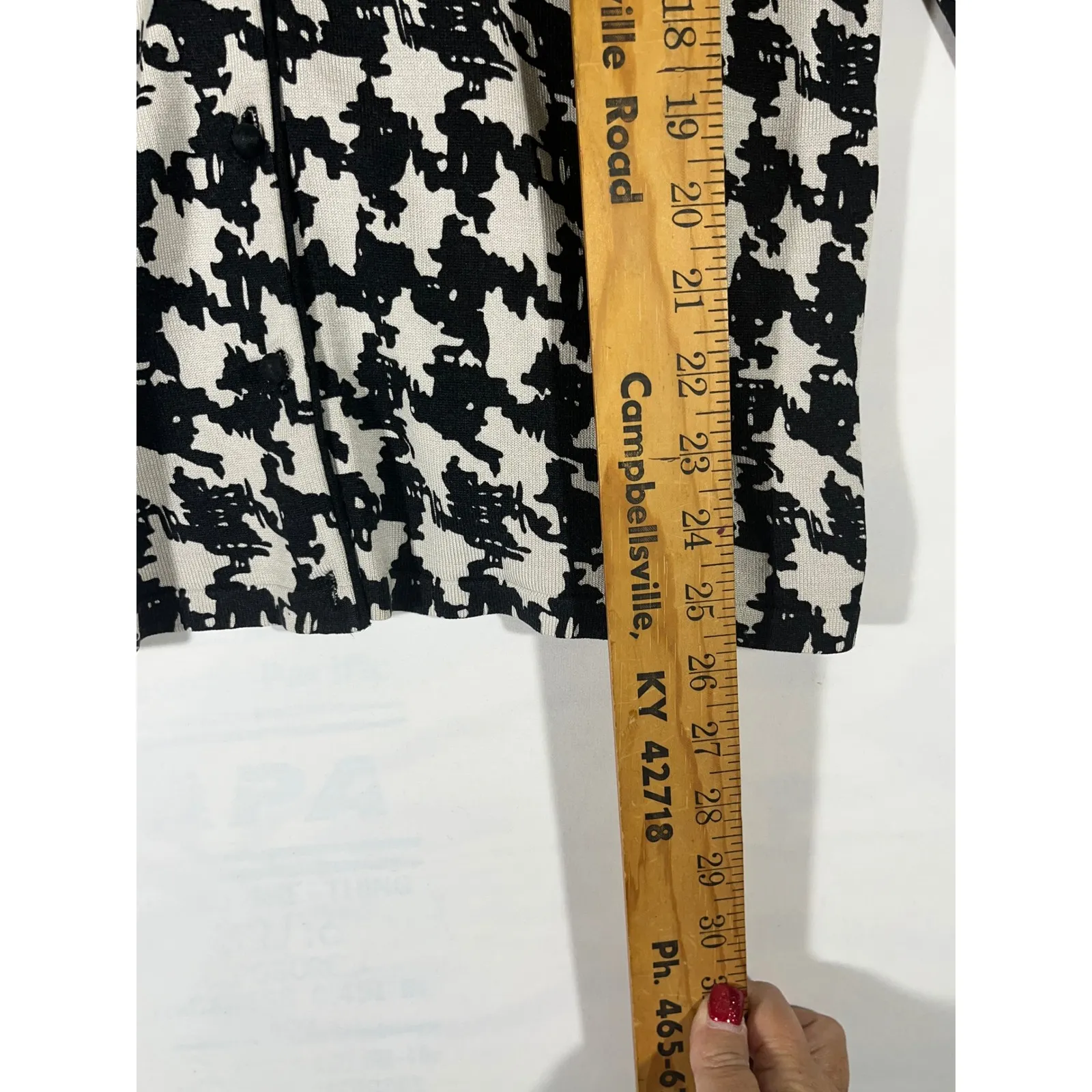 Josephine Chaus Women Cardigan Silk Blend Sweater V-Neck Button Up Black/Cream L - Image 8