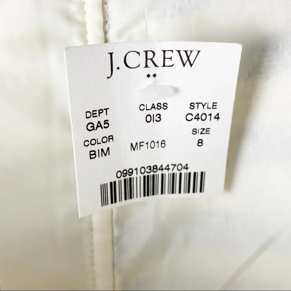 J. CREW Factory Cream Blue Metallic Jacquard Flare Patterned A Line Skirt Size 8 - Image 5