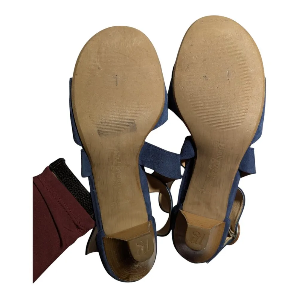 Paul Green Vanessa Navy Blue Suede Strappy Low Heel Sandals Sz UK 8 US 10.5 - Image 5