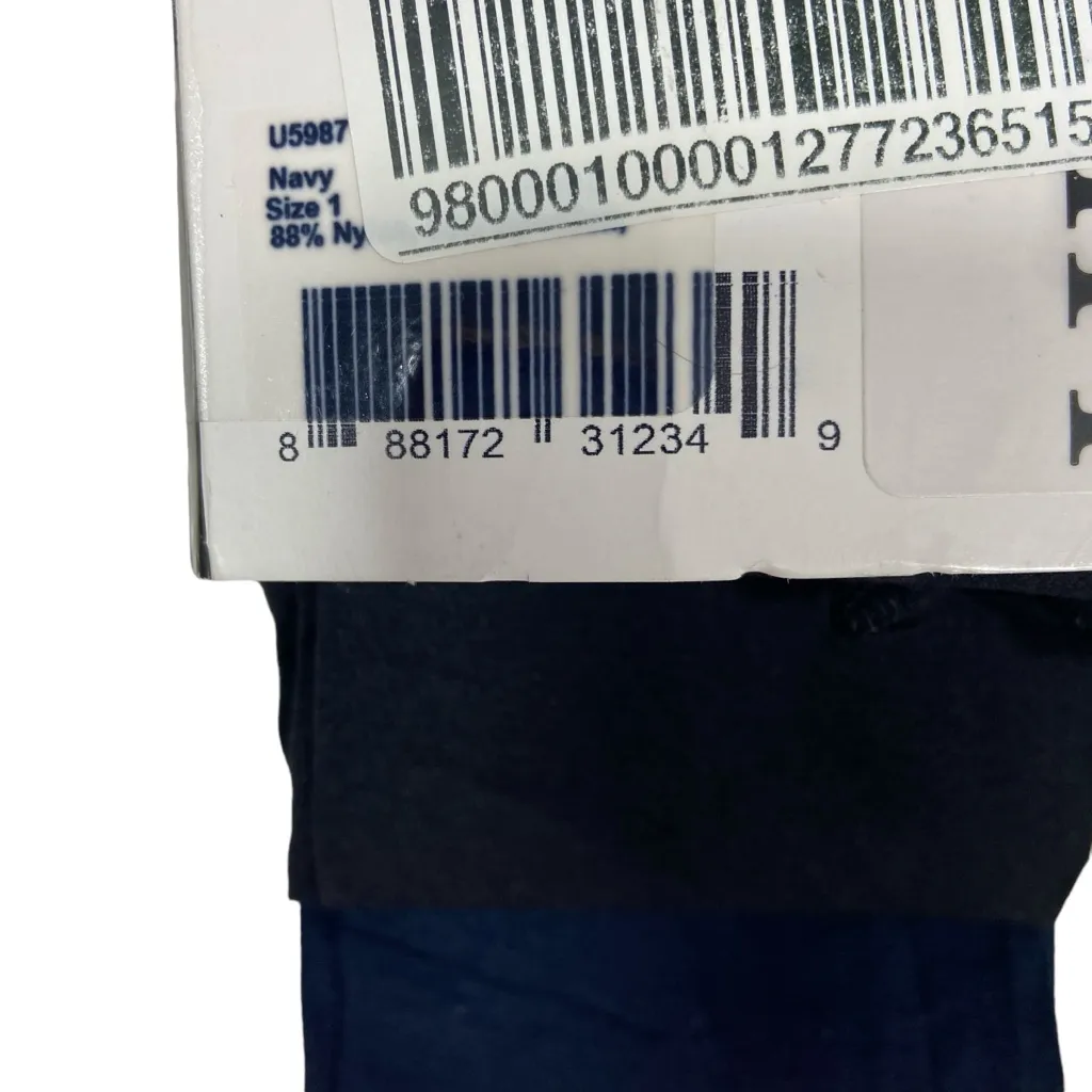 HUE NWT navy blue + black opaque control top tights size 1 XS S - Image 3