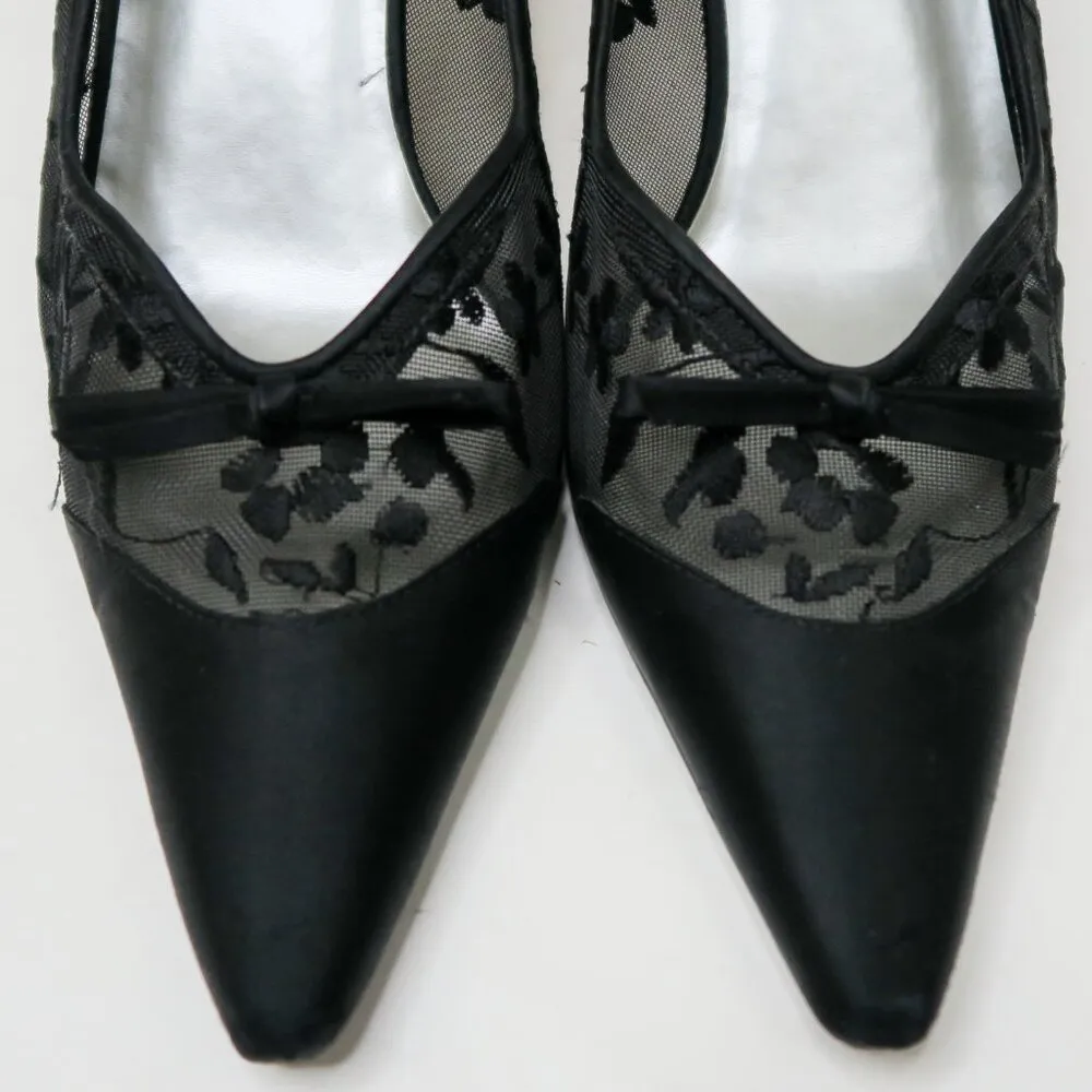 Vintage Y2K Karen Scott Black Floral Mesh Pumps - Image 5