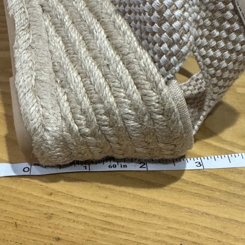 Soludos Espadrille Wedge Sandals Tan Canvas Peep Toe Ankle Strap Women Size 8.5 - Image 12