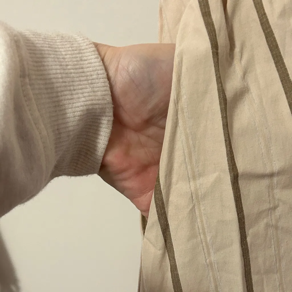 Chic Beige Striped Maxi Dress Tan Size XS - Image 4