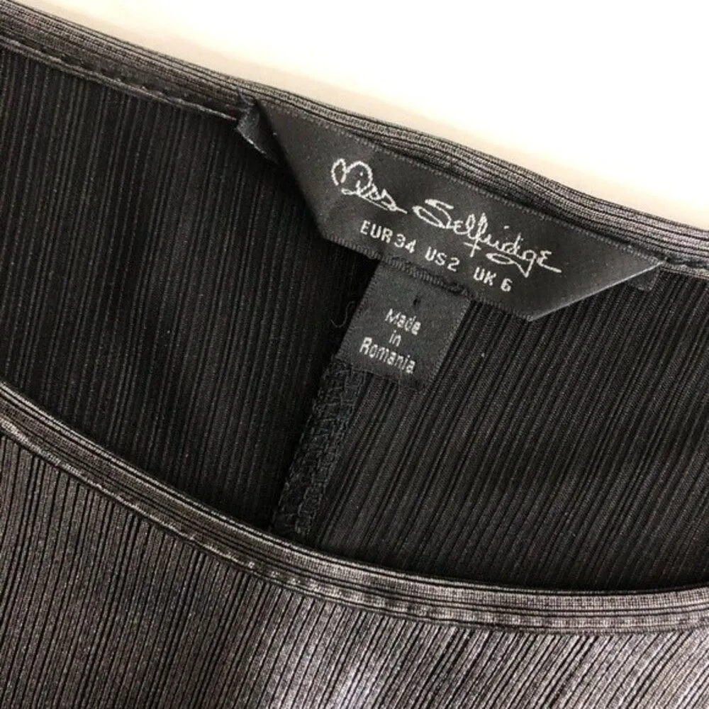 MISS SELFRIDGE Asos Mini Dress Knot Front Foil  Body Con Womens Size 2 - Image 5