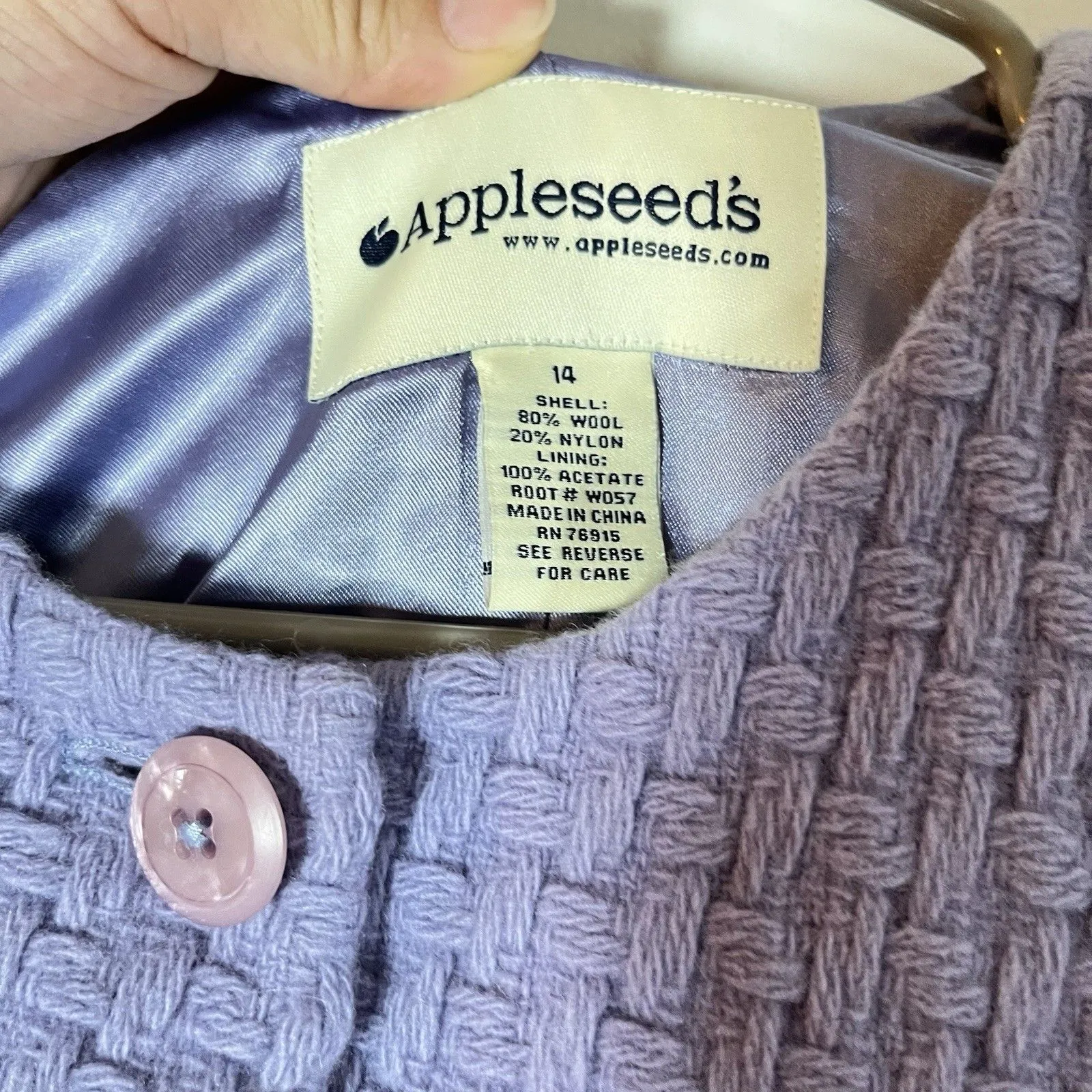 Appleseeds Jacket Womens Sz 14 80% Wool Lavender Knit Purple Size L - Image 4