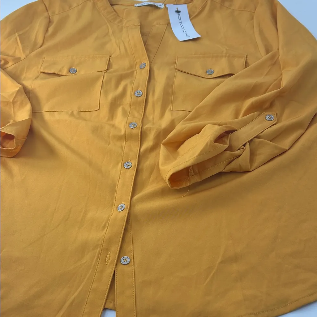 Notations  Mustard Button-Up Blouse - Image 7