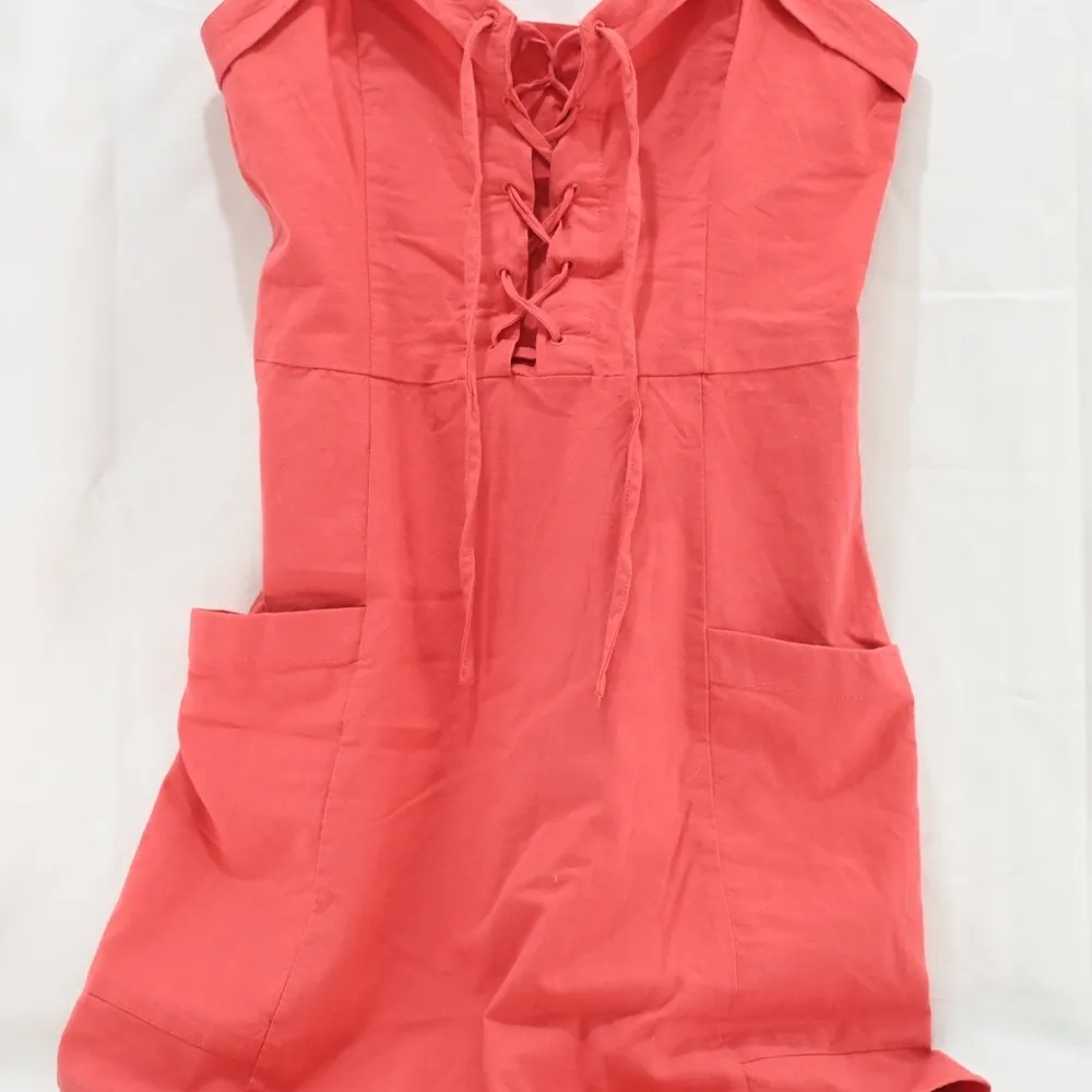 Lace up Mini dress Coral Pink size S - Image 5