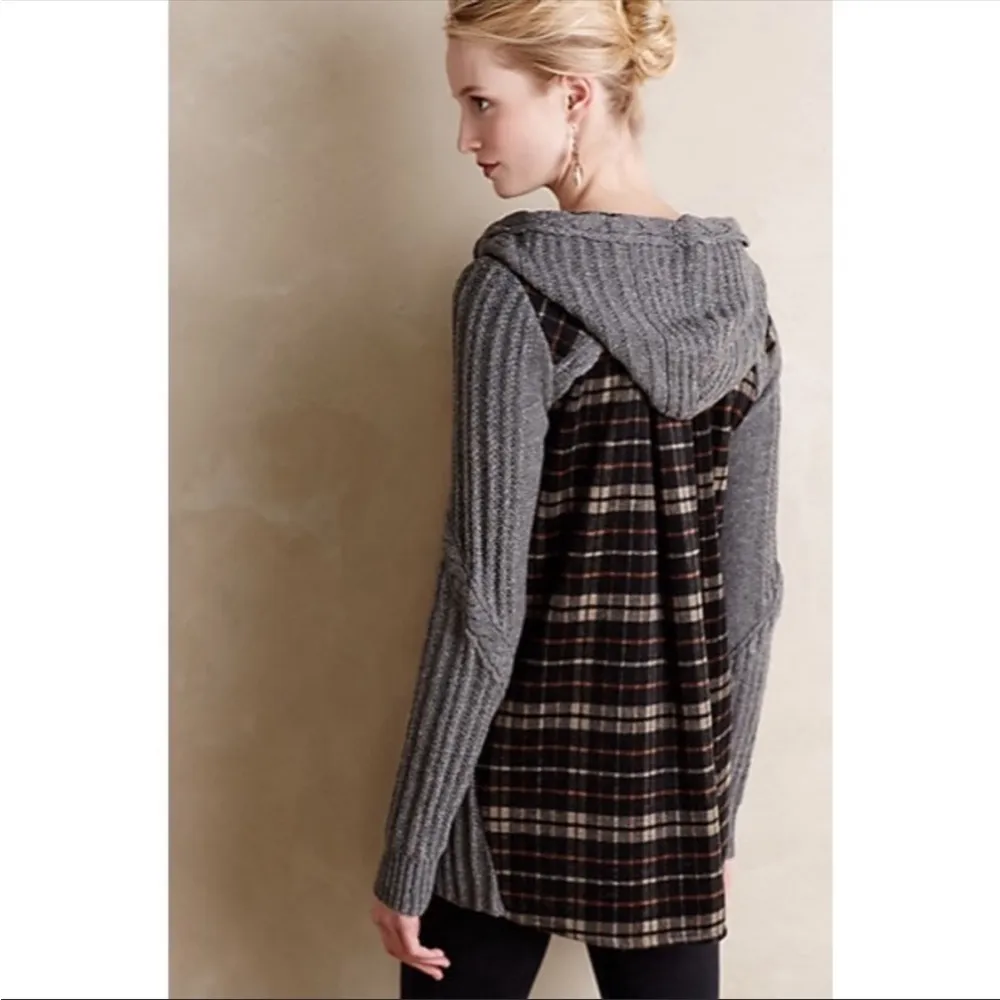 ANTHROPOLOGIE Moth Derry Plaid Flannel Sweater Jacket - Image 2