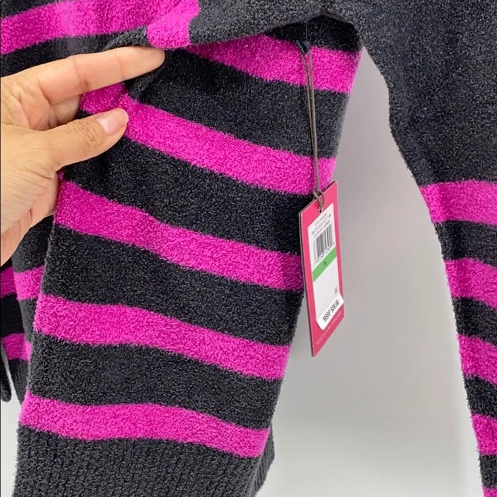 Vince Camuto pink grey striped turtleneck sweater boxy oversized sz LP - Image 6