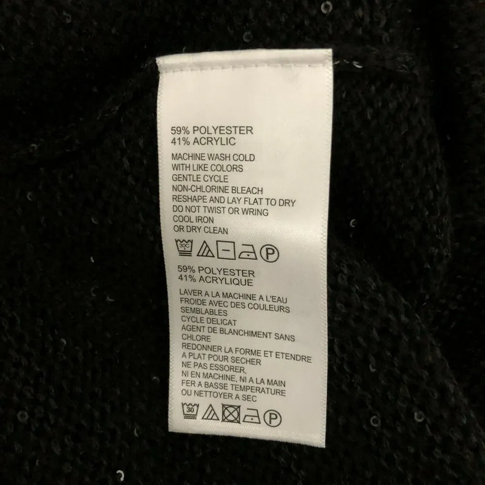 Tommy Bahama Womens Sweater Pullover Sequin Short Sleeve Pockets Black Size XS - Image 4