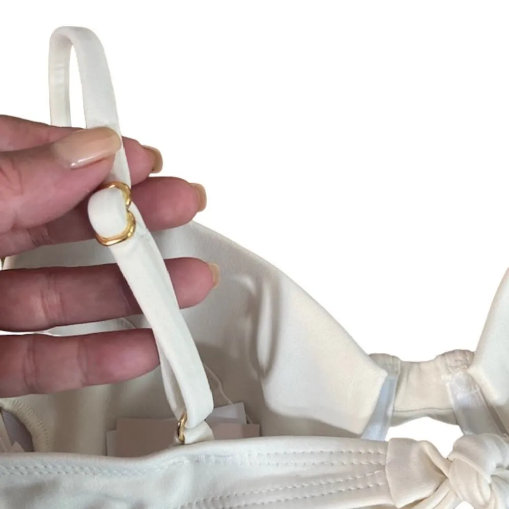 Knight White Adjustable Strap Tie Back Summer Beachy Bikini Top Women Sz L Size L - Image 6