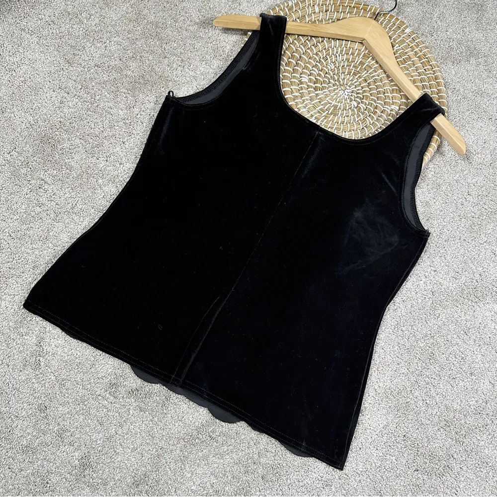 Metaphor Black Purple Sparkly Beaded Sequin Pattern Tank Top Velvet Whimsigoth L - Image 5