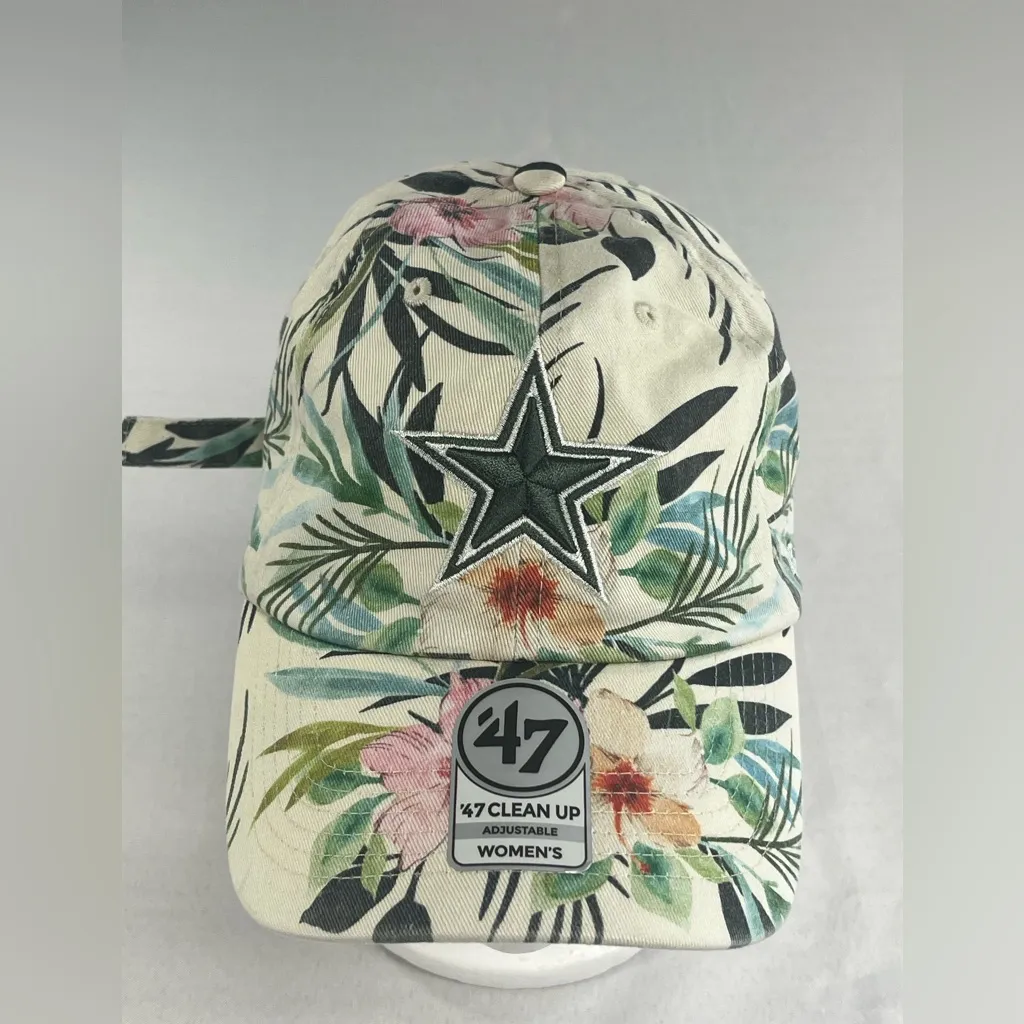 ‘47 Brand Embroidered Dallas Cowboys Tropical Print Women’s Hat w/Metal Buckle - Image 2