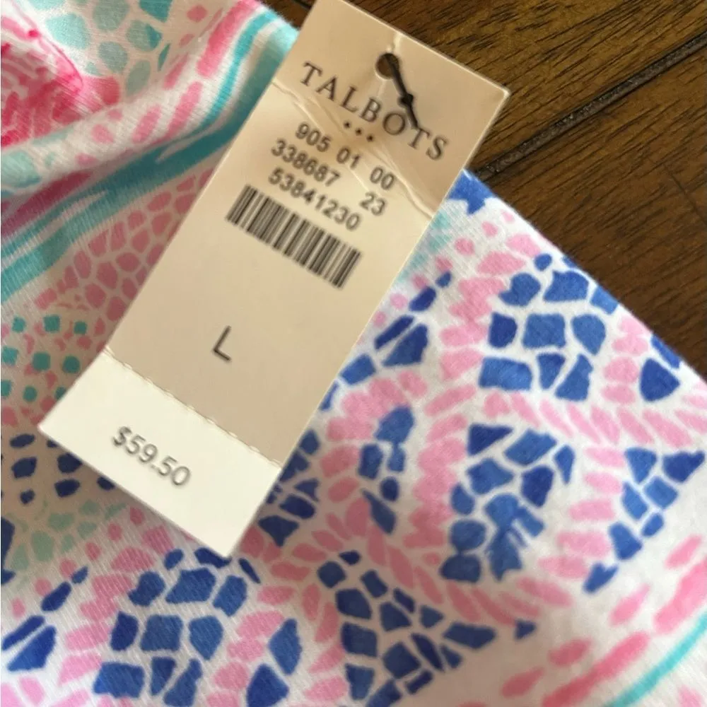 Talbots Pastel Pull-On Mini Skirt Seashell Cotton Blend Size Large NEW - Image 6