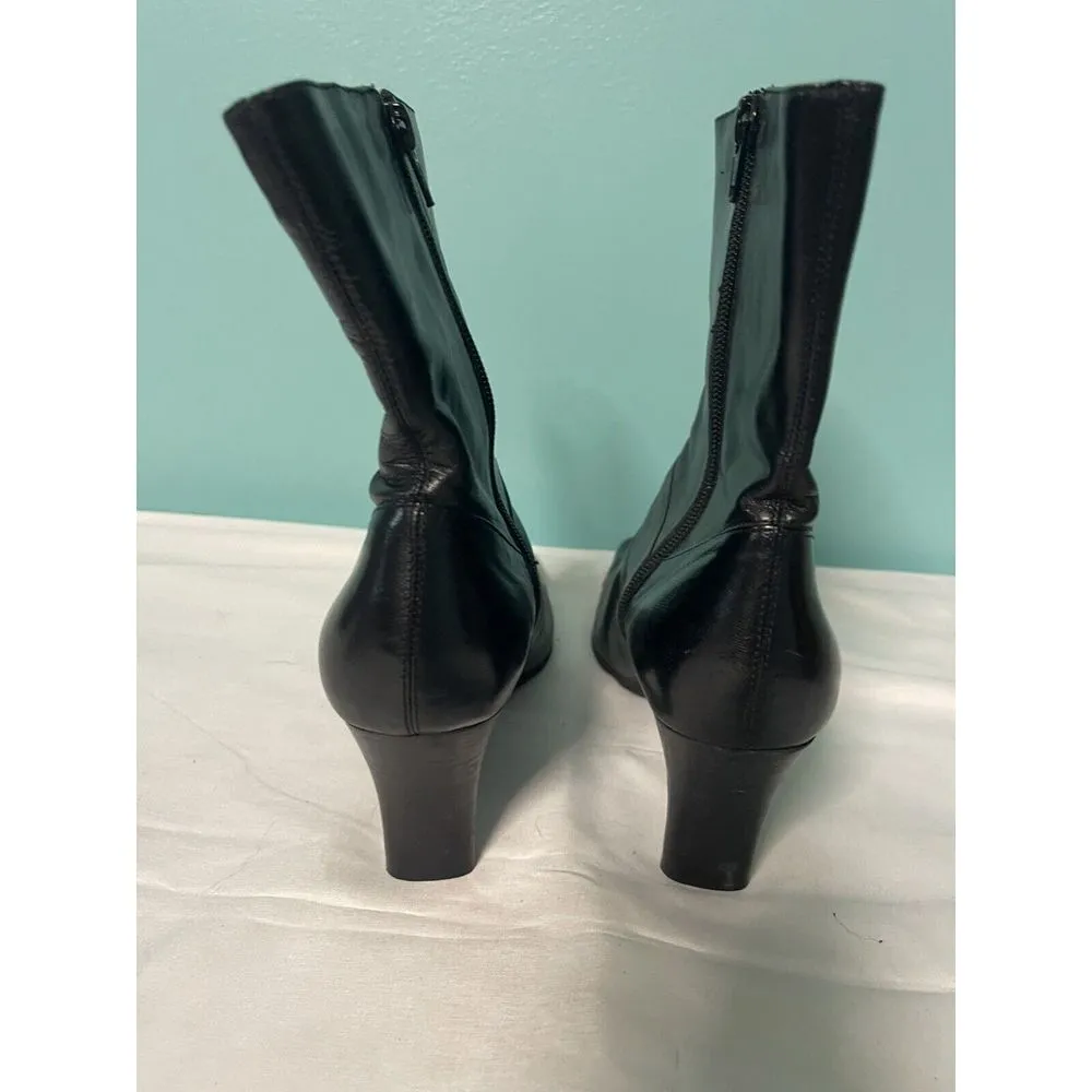Nine West Womens Black‎ Leather Ankle Boots 10 Medium - Image 2