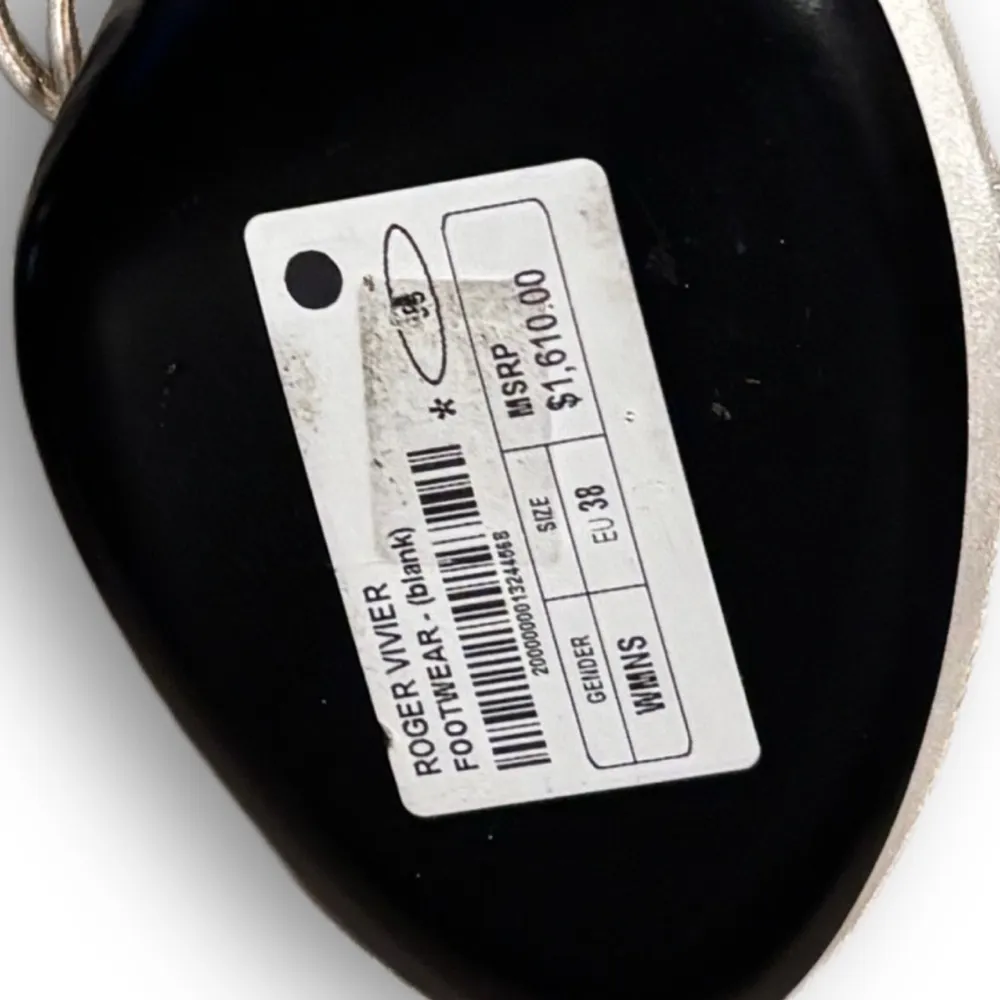 Roger Vivier Ondulating Sphere Heeled Sandal in White Satin Size 7 - Image 9