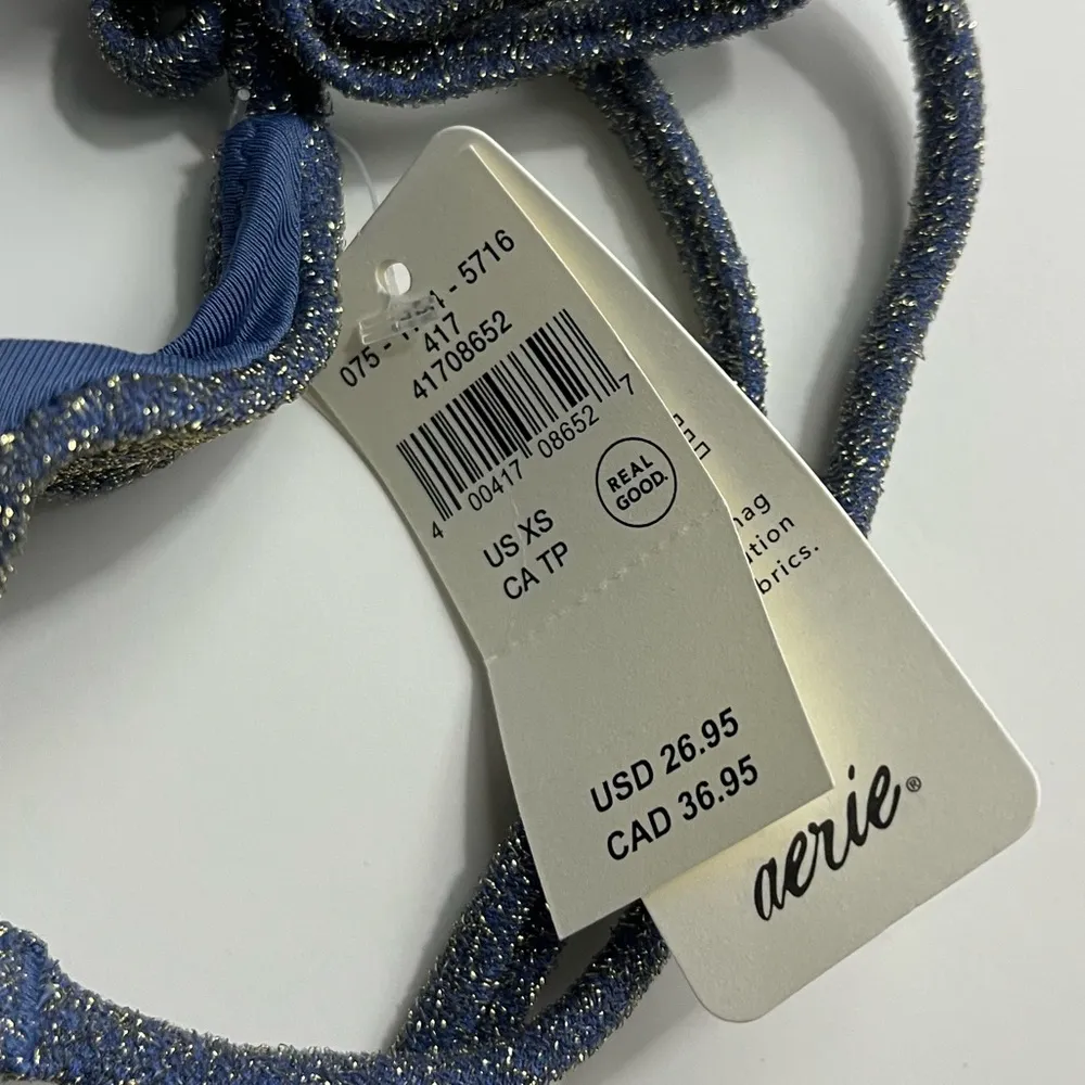 Aerie • NWT Navy Blue String Bikini Bottom with Glitter Shimmer Accent - Image 4