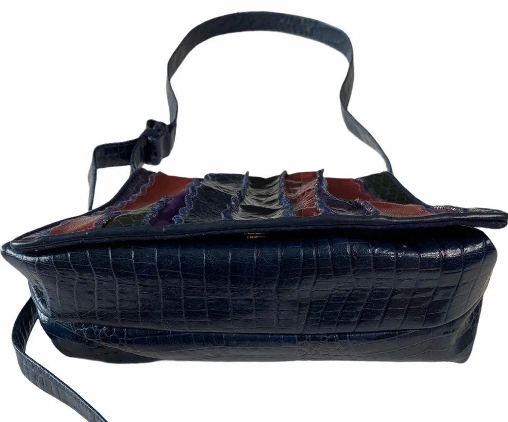 Vintage: Sharif ♕ Rainbow Snakeskin Leather Patchwork Crossbody Bag Handbag ♕ - Image 9