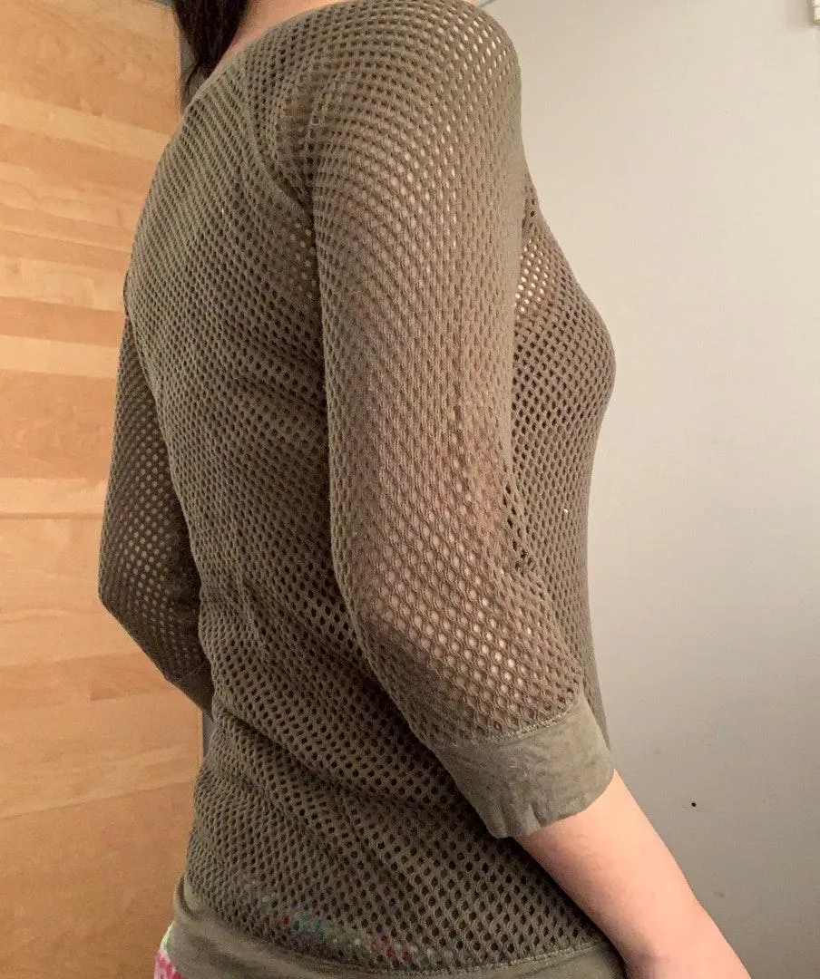 EXPRESS Olive Open Knit Netted Sweater - Image 4