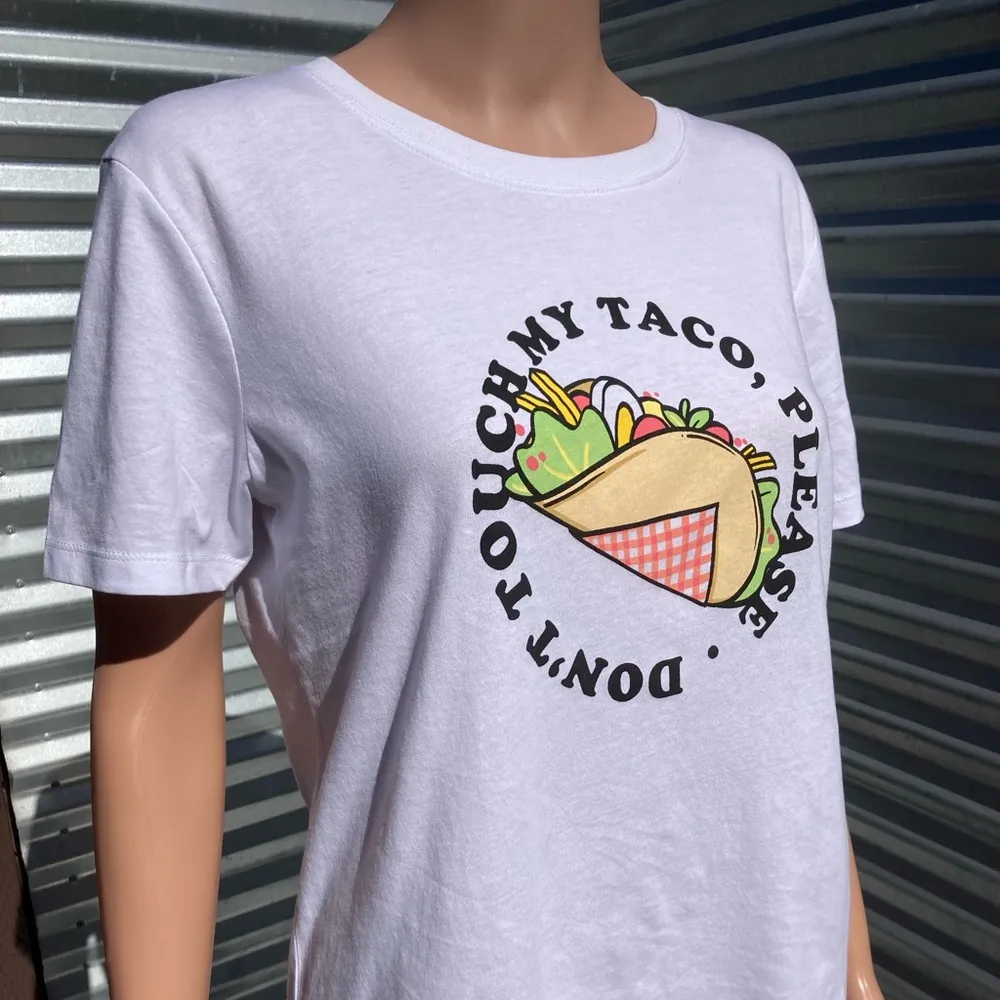 NWT Pull&Bear White Short Sleeve T-shirt with Taco - Image 14
