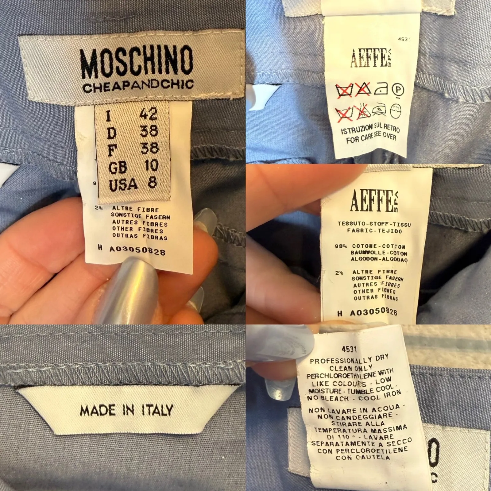 Moschino Cheap and Chic Pants size 8 Tapered Blue - Image 3