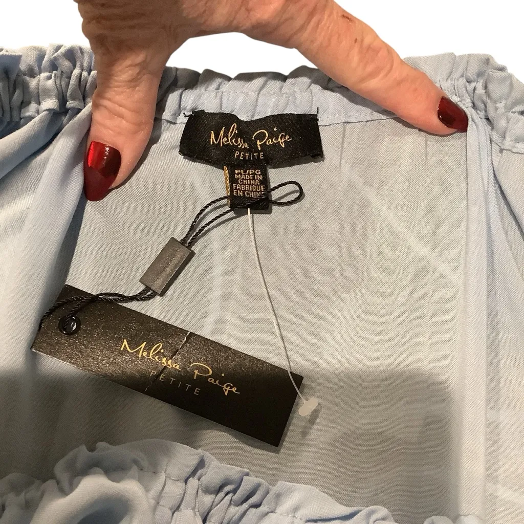 Melissa Paige Sky Blue Ruffled Peasant Top BRAND NEW BEAUTIFUL DETAIL. SIZE PL - Image 12