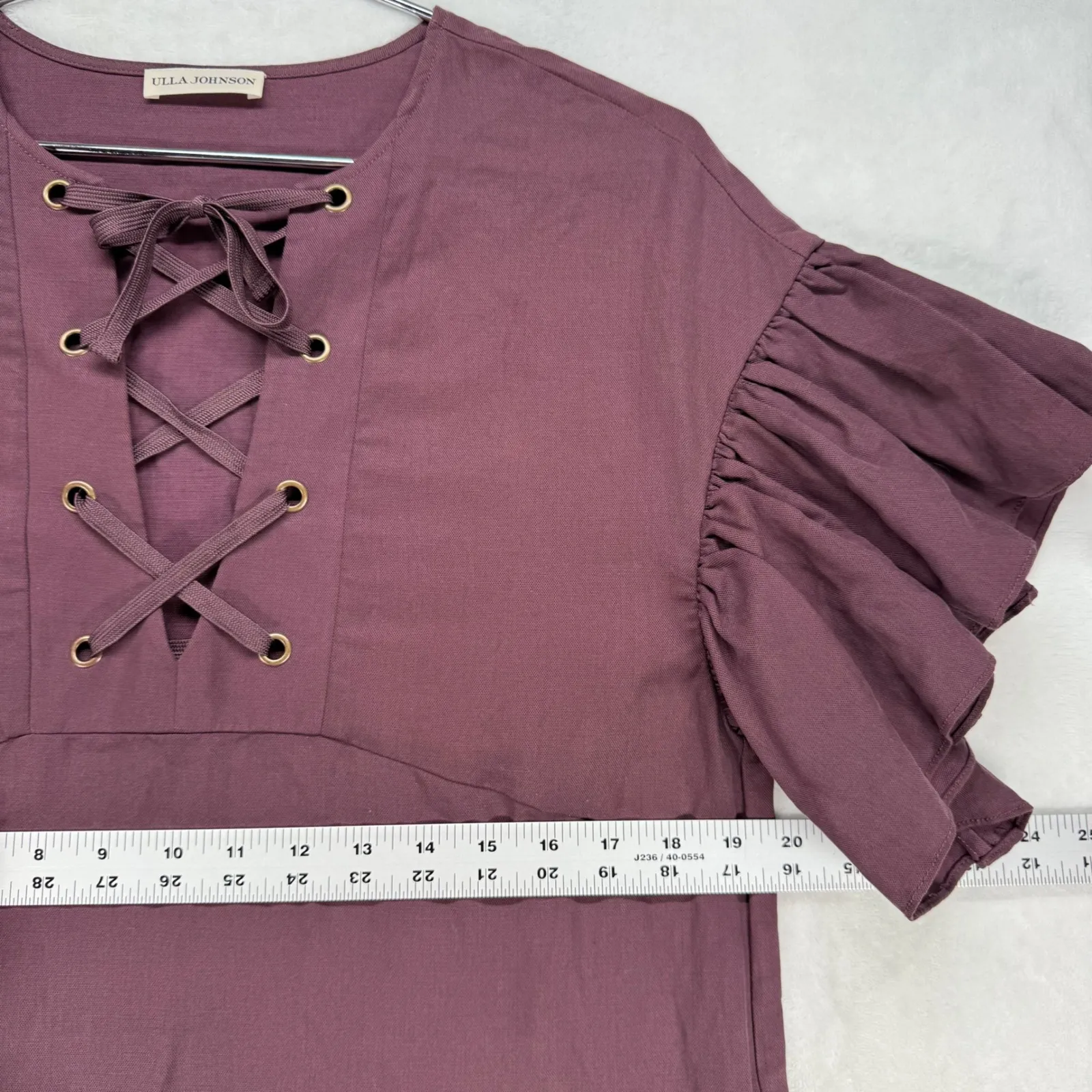 Ulla Johnson Mini Dress Lace Up Ruffle‎ Sleeve Tencel Blend Casual Size 2 - Image 5