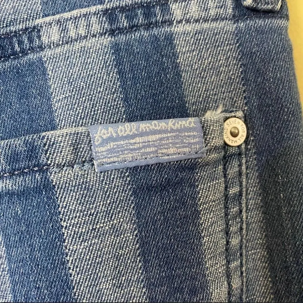 7 For All Mankind Alexa Striped High Rise Wide Leg Jeans Size 28 - Image 8