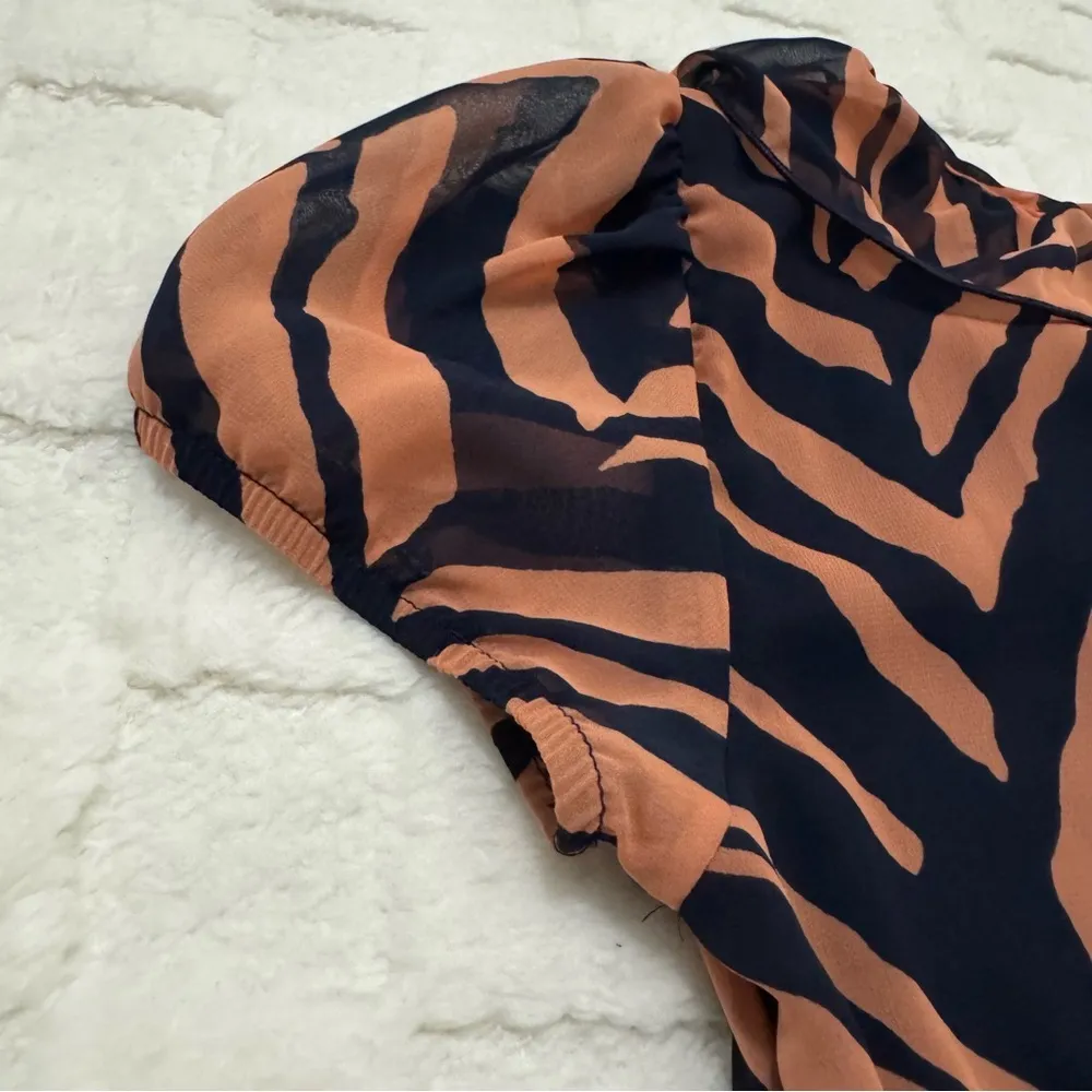 Needle & Thread Francesca’s Coral and Blue Cap Sleeve Ruffle Midi Dress - Image 5