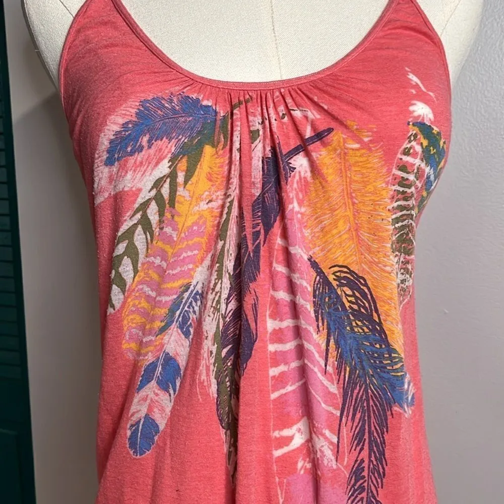 Nordstrom M. Rena pink feather pattern tunic tank top xs/s - Image 2