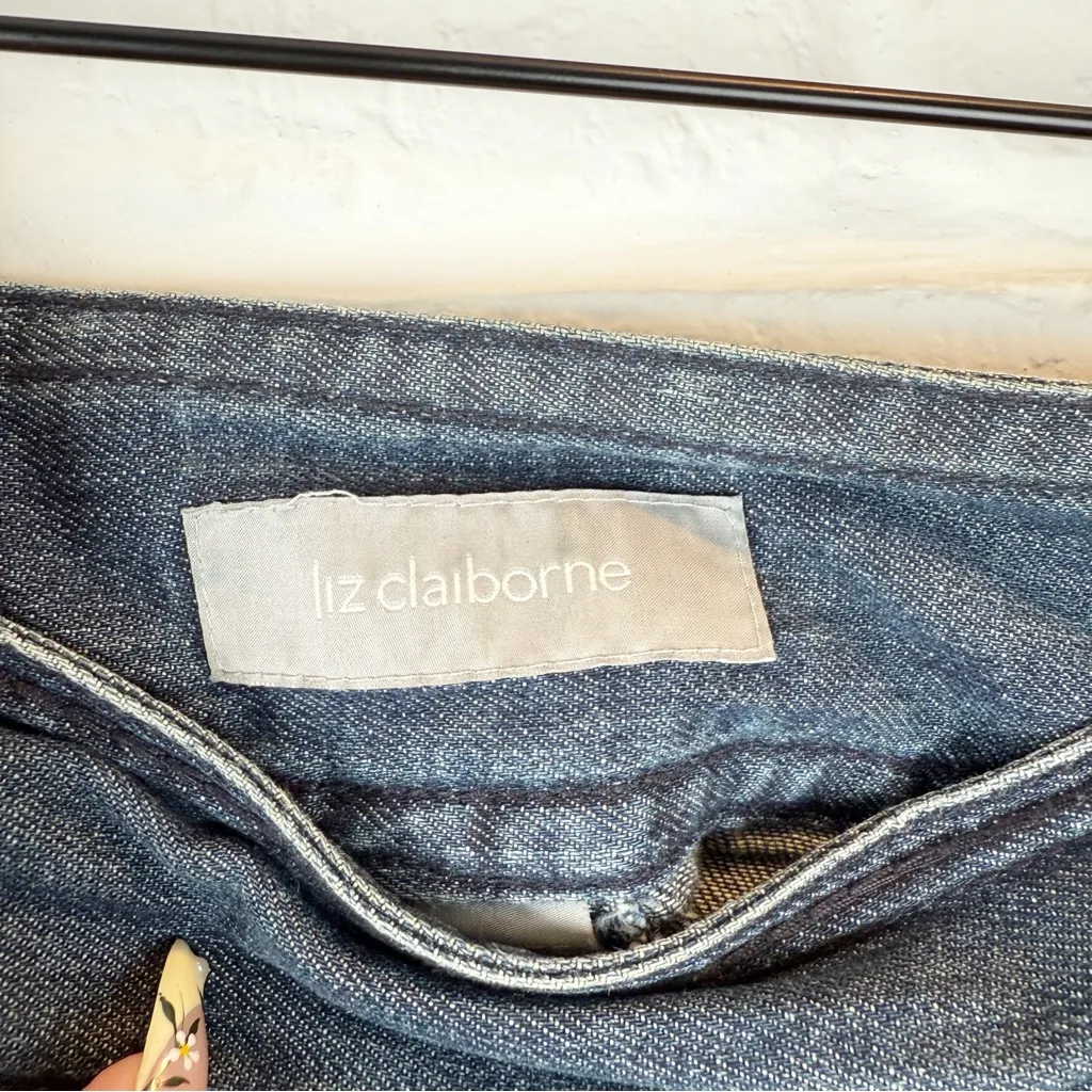 Liz Claiborne A-Line Medium Wash Denim Skirt Jean Petite 10 - Image 2