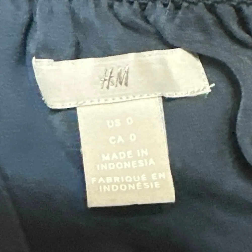 H&M Navy Blue Sleeveless High Neck Tie Waist Keyhole Blouson Maxi Dress Size 0 - Image 4