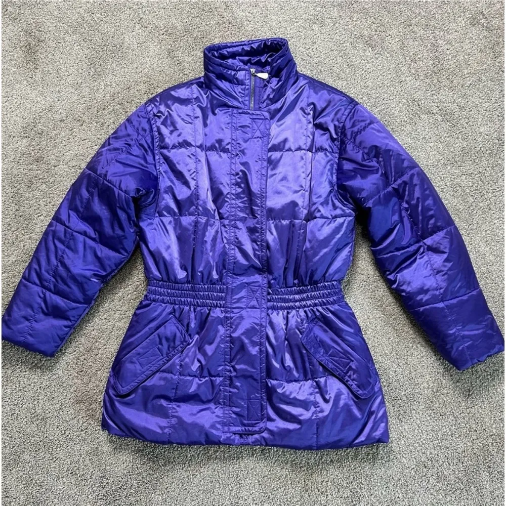 Vintage Eddie Bauer Electric Purple Puffer Coat size Medium - Image 2