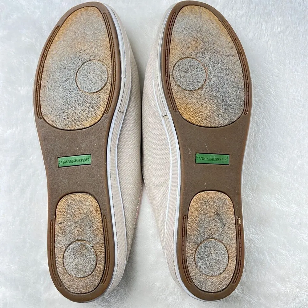 Grasshoppers Canvas Shoe Womens Sz 11 Beige Slip On Loafers Casual Comfort Retro Tan - Image 7