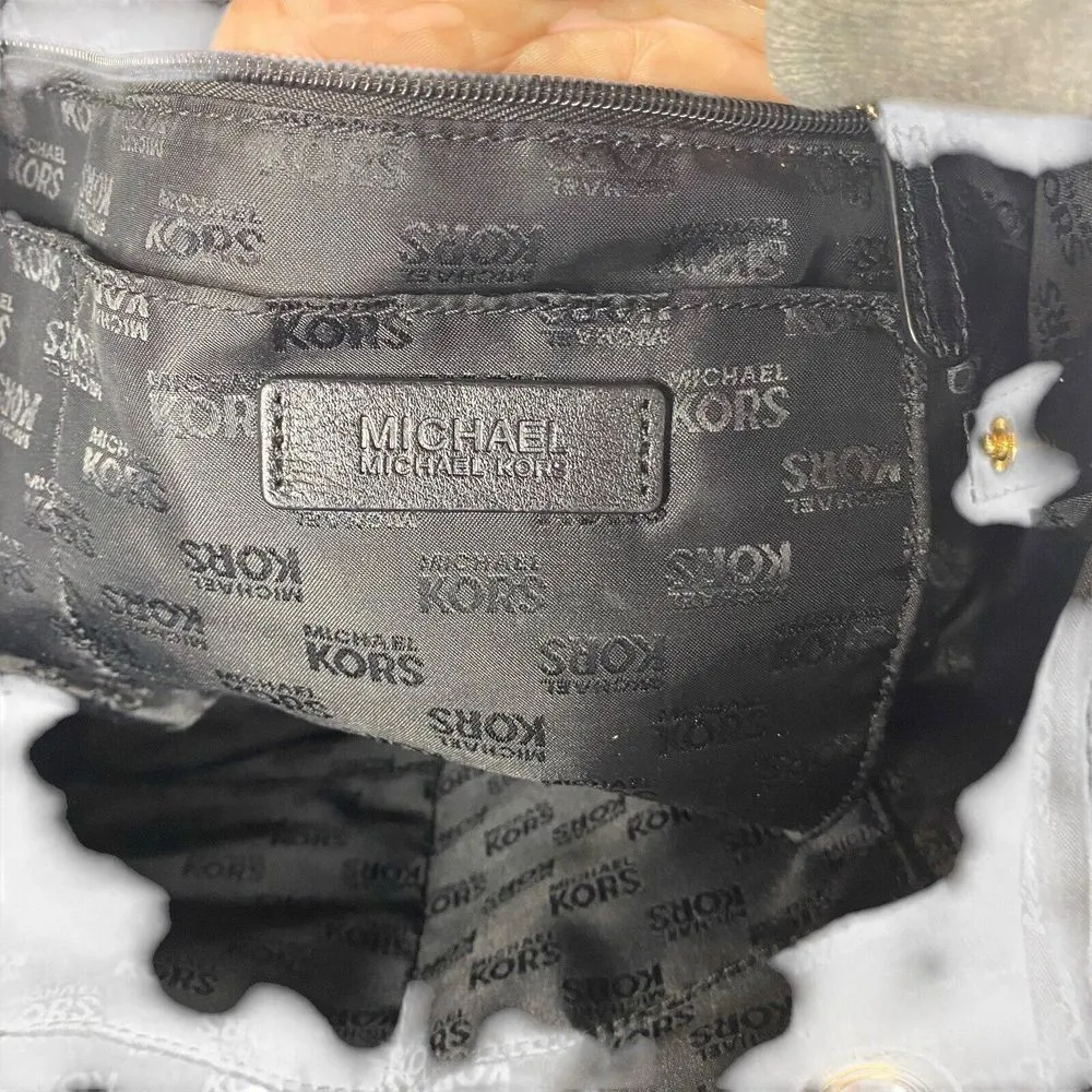 Michael Kors - Black Gold MK Logo Print Shoulder Bag / Purse / Handbag Carry All - Image 5