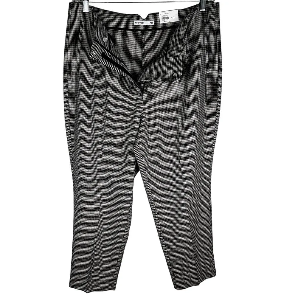 Nine West Dress Pants Tapered High Rise 16 Short Houndstooth New - Image 3