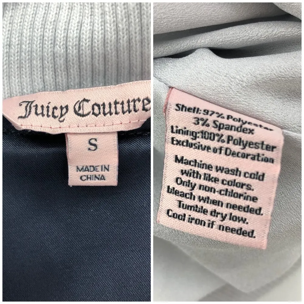 Juicy Couture  SMALL Navy Blue Cactus Patch Track Windbreaker Bomber Jacket Zip - Image 7