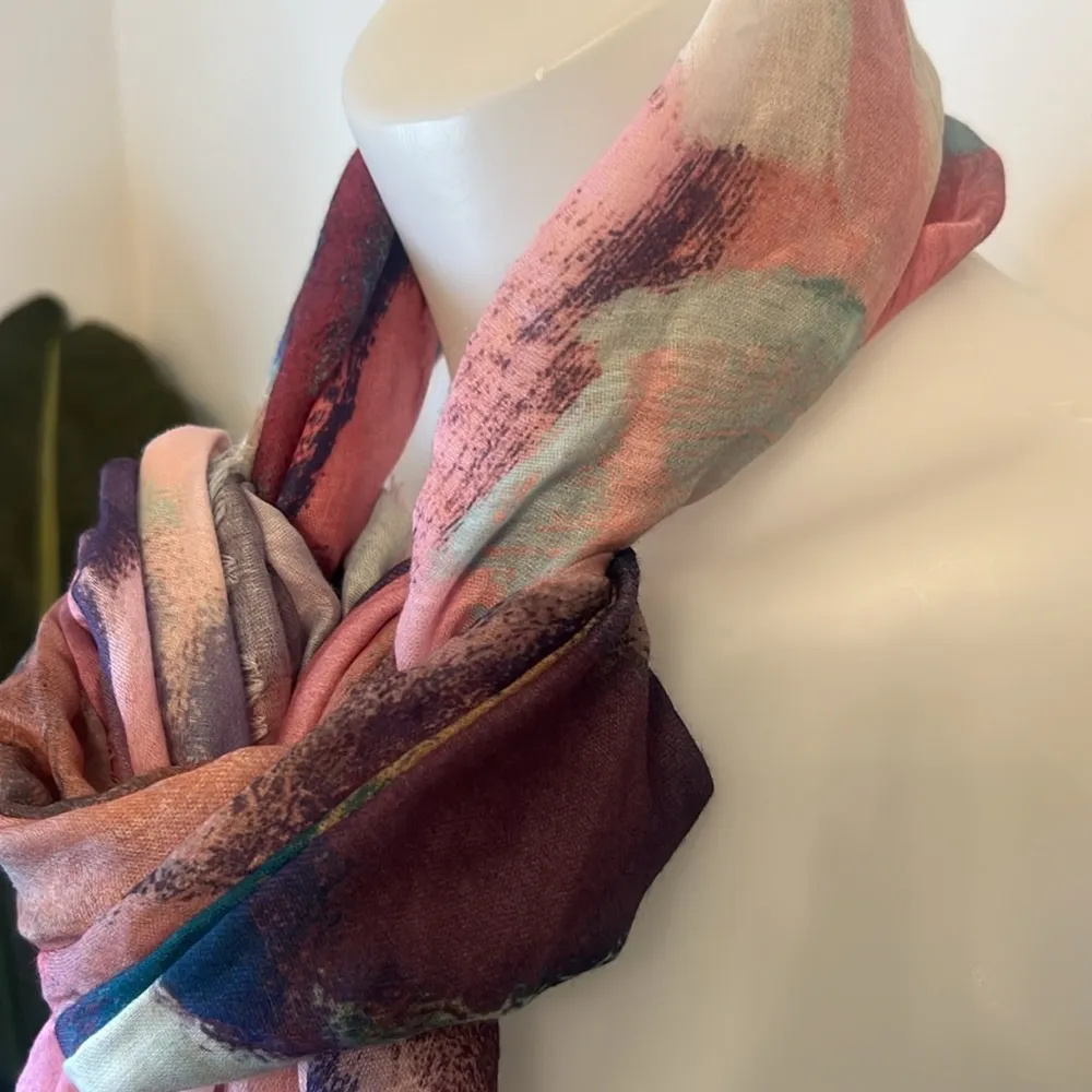 SWIRL PRINT SCARF Gregory Ladner Limited Edition NWT Purple - Image 4