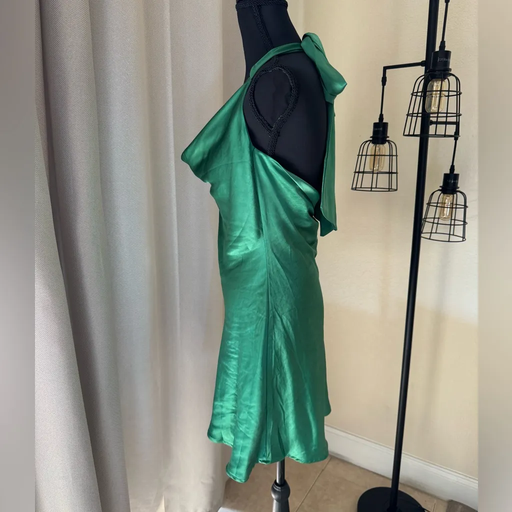 Altar’d State Women’s Britta Marjorie Sleeves Satin Green Mini Dress Size Small - Image 7