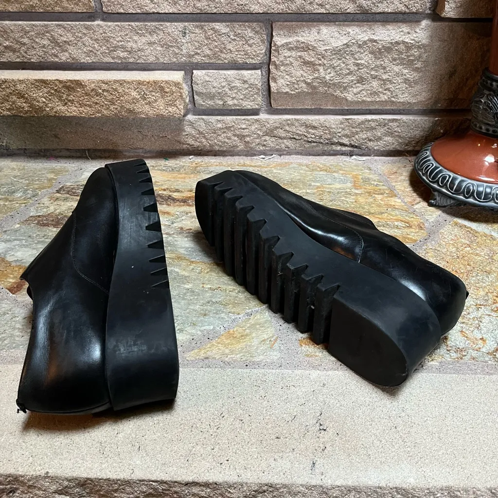 & Other Stories Black Leather Platform Derby Shoes Creepers 8.5 - Image 9
