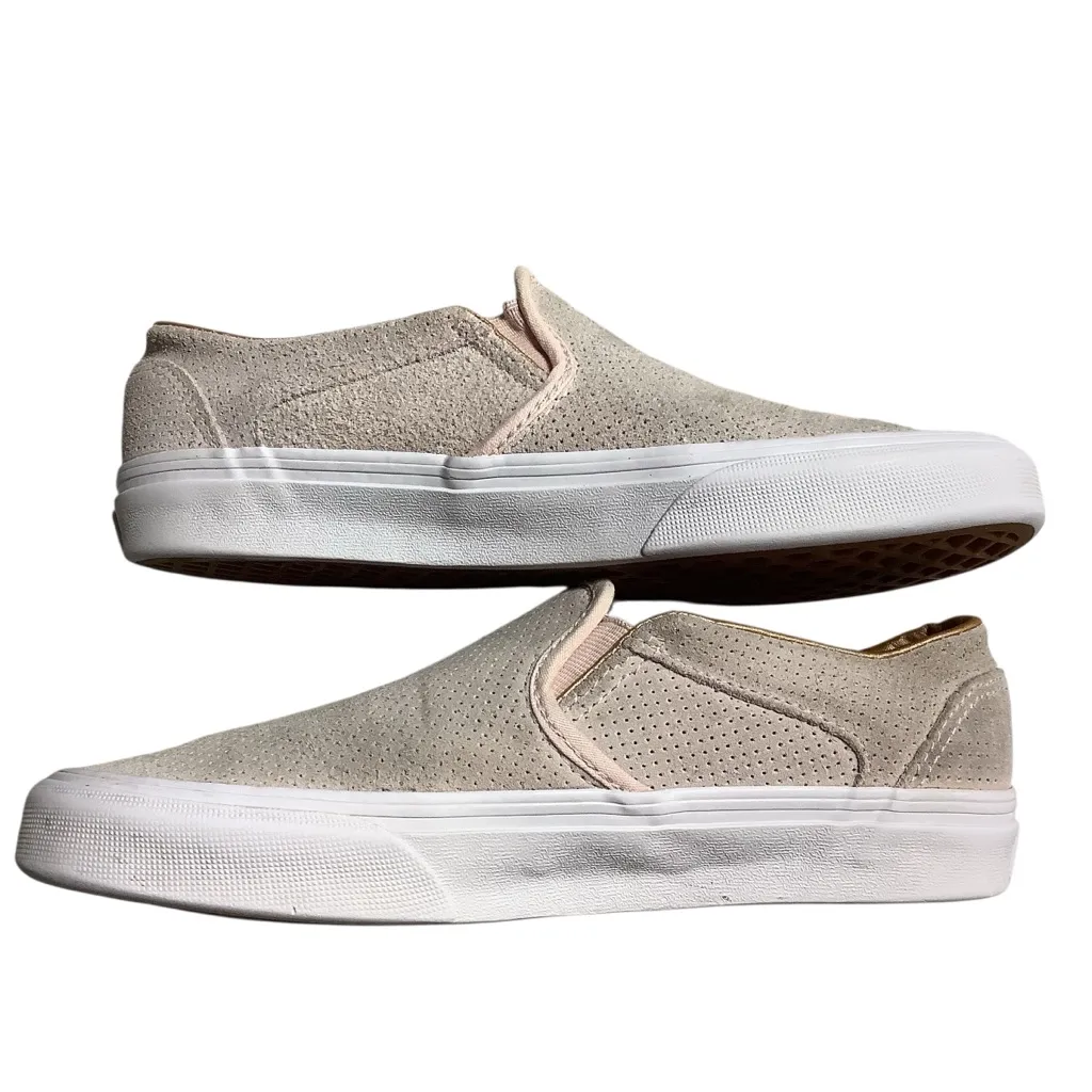 Vans Women's Beige Slip-On Sneakers, Size 7 - Image 4