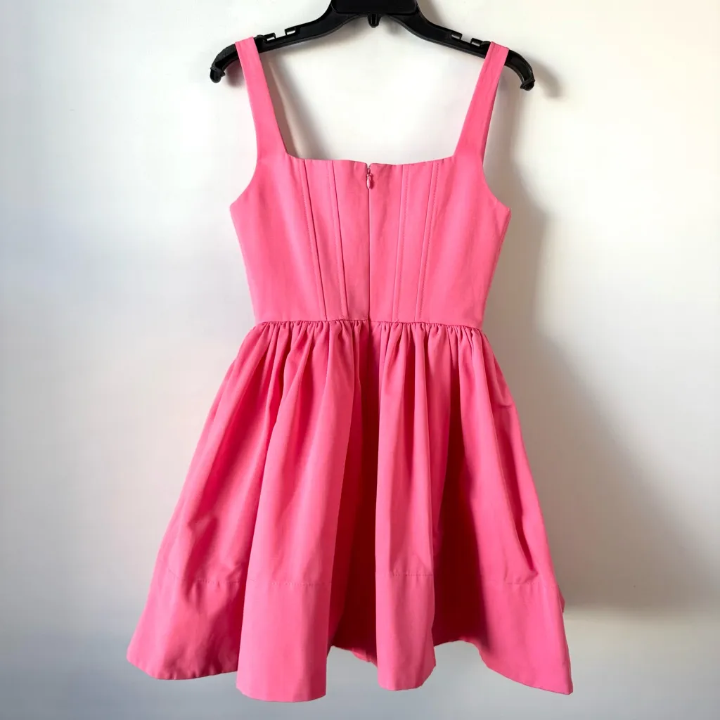 Staud Landscape Bustier Fit And Flare Mini Dress Lollipop Pink 2 - Image 6