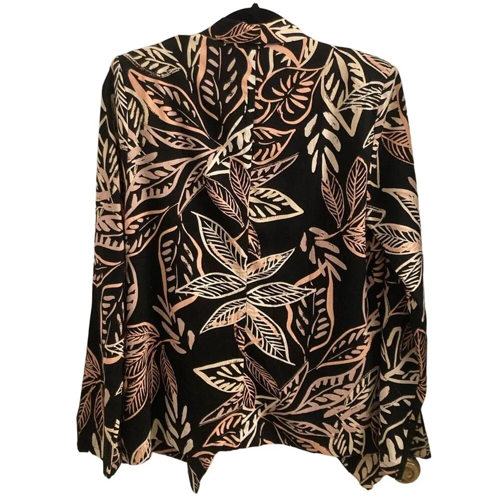 Lulus NWT Lulu’s Linen Blend Black Leaf Print Blazer - Size L - Image 2