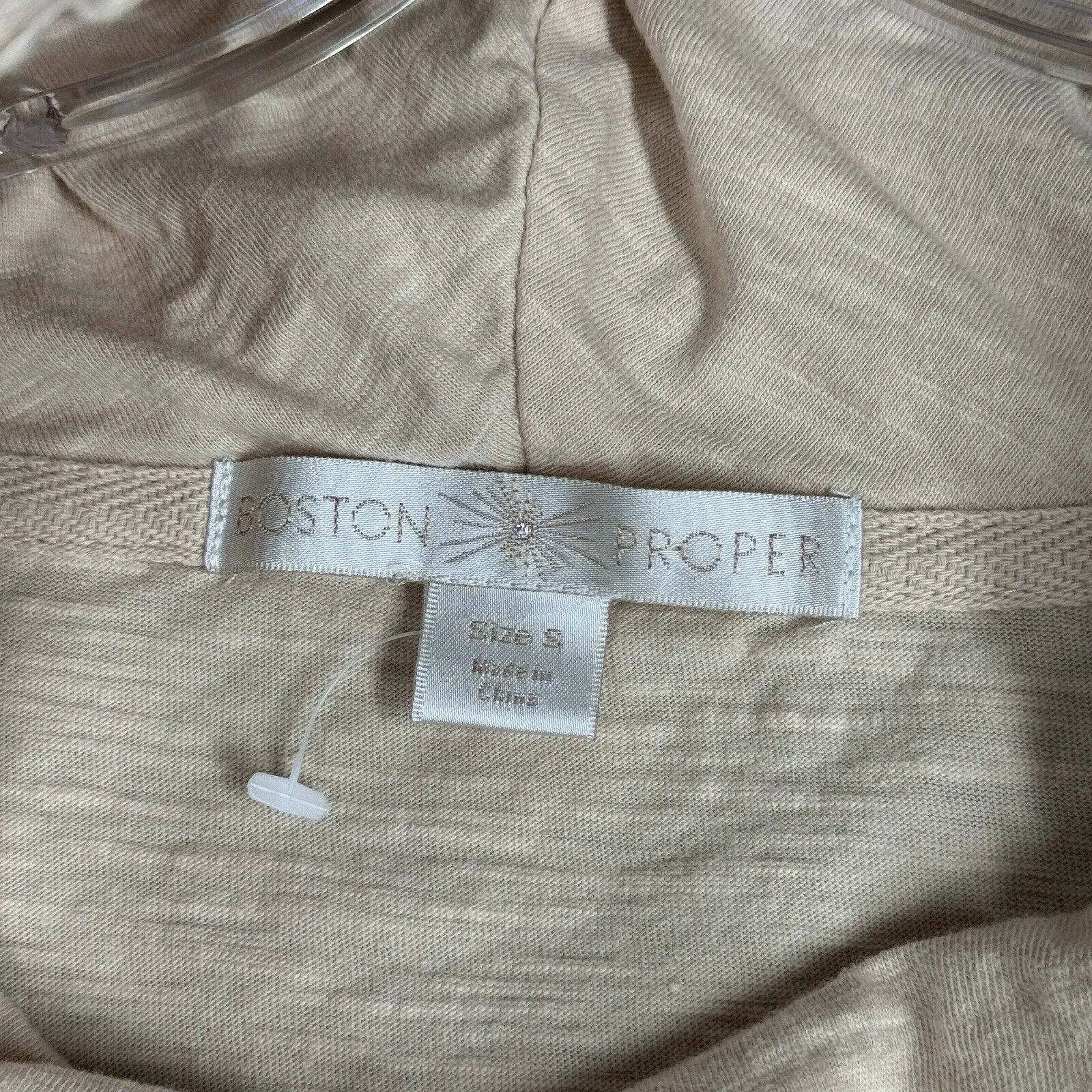 Boston Proper Shirt Womens Small‎ Cream Jersey Knit Hoodie Casual Athleisure - Image 7