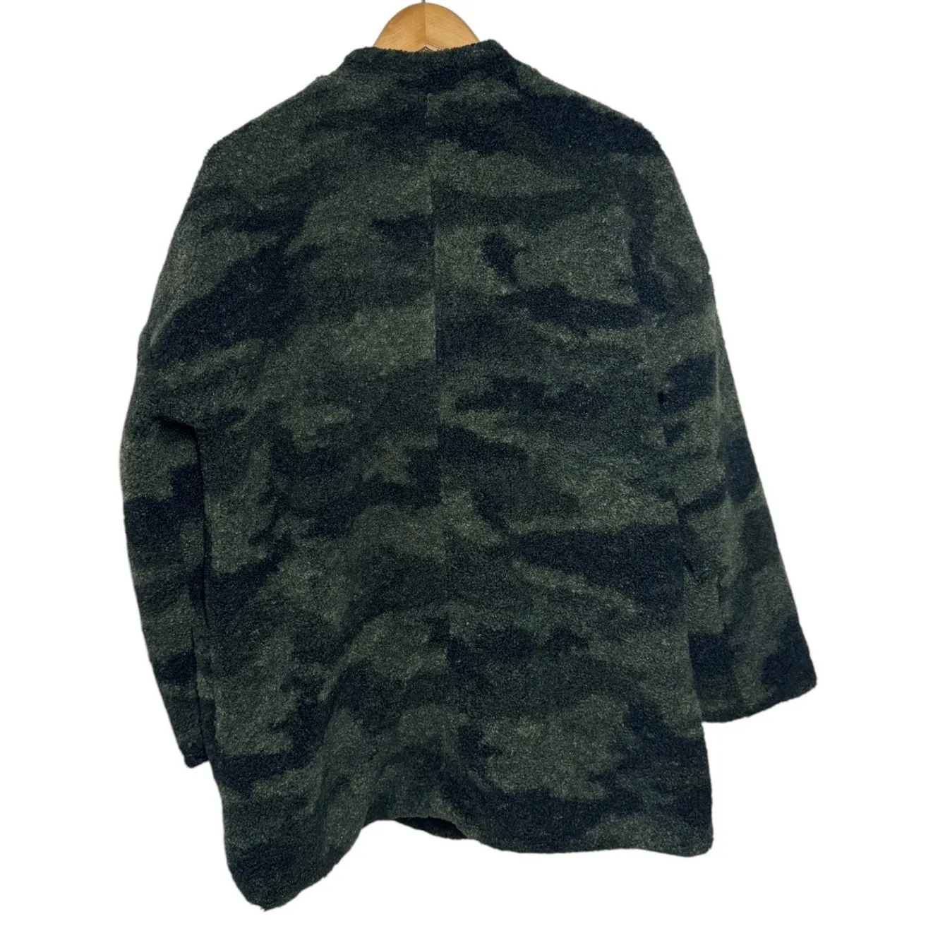 Democracy Jacket Women M Green Camo Snap Sherpa Coat Winter Cozy Casual Pocket - Image 2