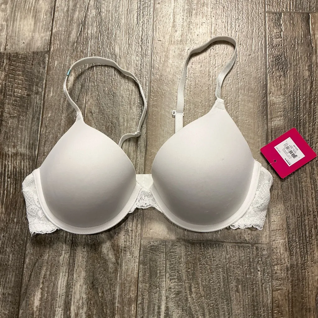 SO  White Lace Trim Bra 34C - Image 6