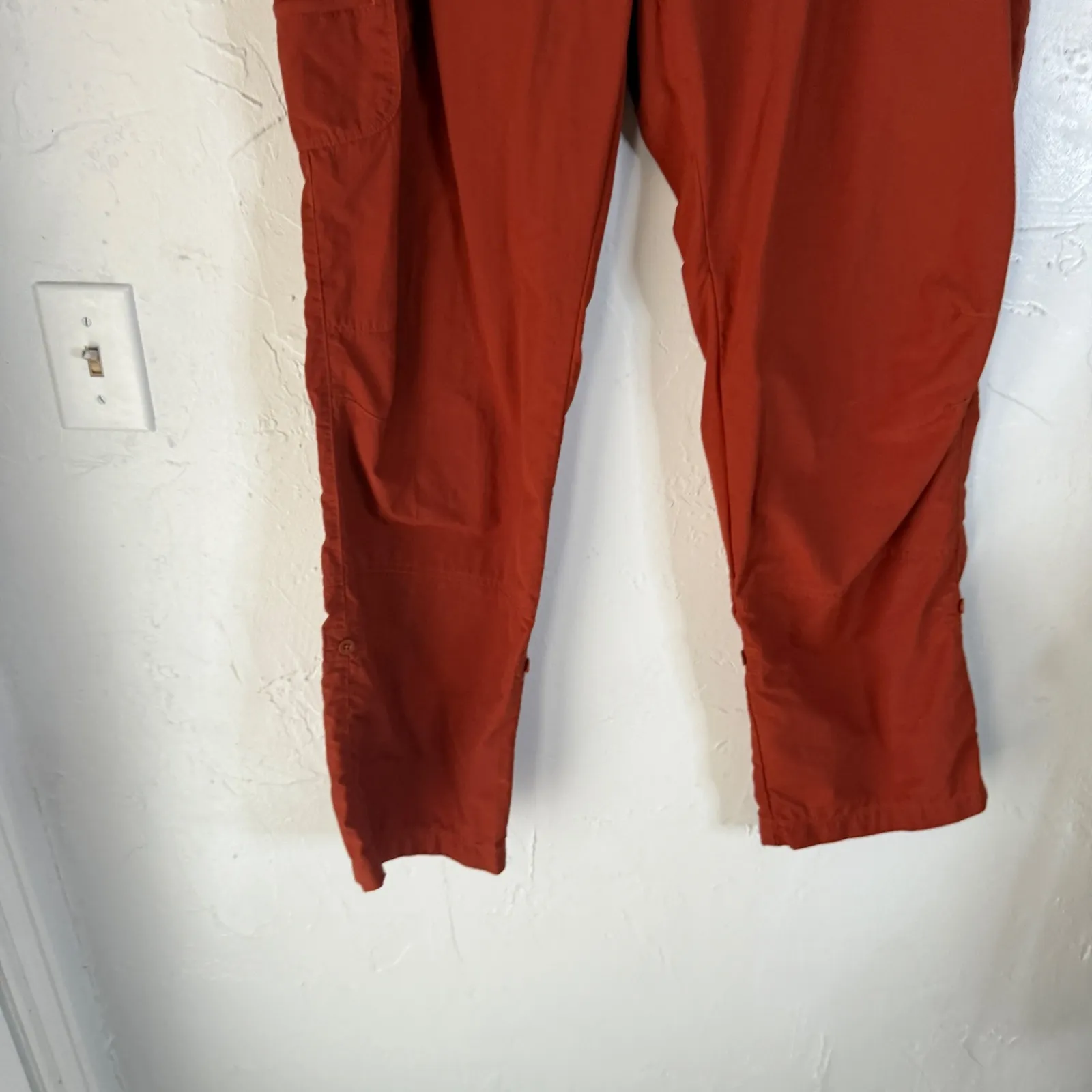 REI‎ Womens Size 12 Cargo Hiking Pants UPF 30+ Nylon Rust Orange Belted Outdoor - Image 4